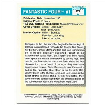 1990 Marvel Universe Series 1 Impel Trading Card -Fantastic Four 1 #124