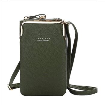 Green PU Leather Cellphone Purse Small Travel Crossbody 