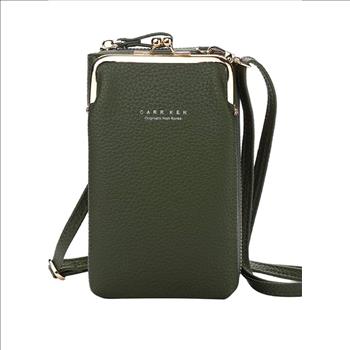 Green PU Leather Cellphone Purse Small Travel Crossbody 