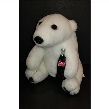 VTG 1993 White Polar Bear Holding Coca-Cola Bottle Stuffed Plush Toy