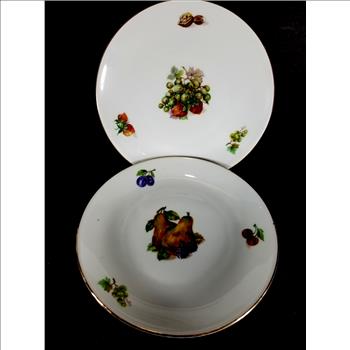 Two Kahla German Plates Hand Painted Fruit