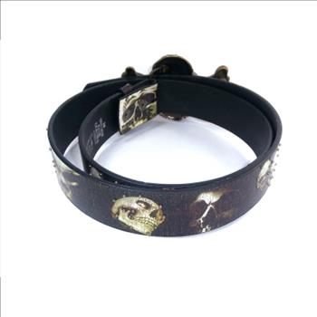 3D Bronze Plated Skull & Bones Belt Buckle With Belt
