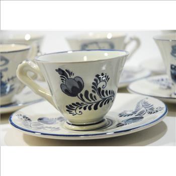 Set of 6 Delft Tea Cups and Saucers