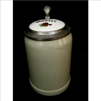 Vintage W German Stoneware Beer Stein Giinter With Rein Zinn Lid