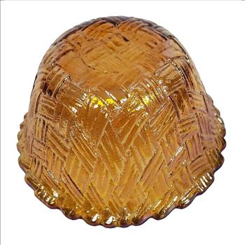 Vintage USA Small Indiana Glass Marigold Carnival Glass Basket Weave Pattern Bowl
