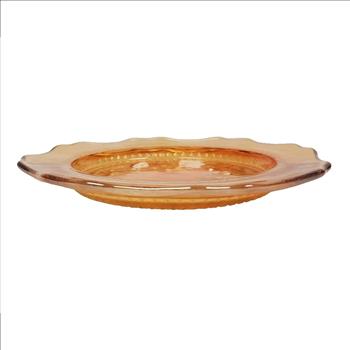VTG USA Jeannette Carnival Marigold Glass Iris & Herringbone Pattern Plate 6 5/8
