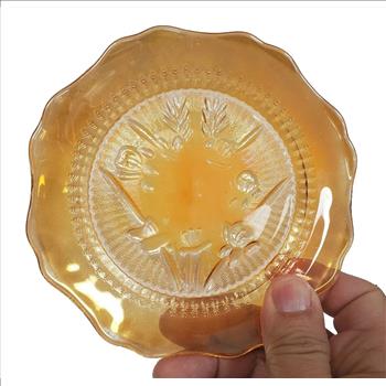 VTG USA Jeannette Carnival Marigold Glass Iris & Herringbone Pattern Plate 6 5/8