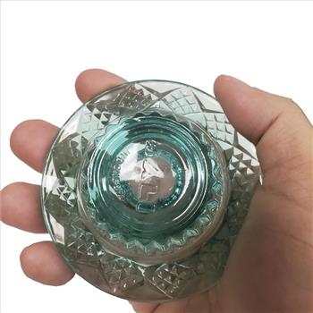 VTG Indonesia ALI Pair Emerald Pressed Glass Candle Stick Holders