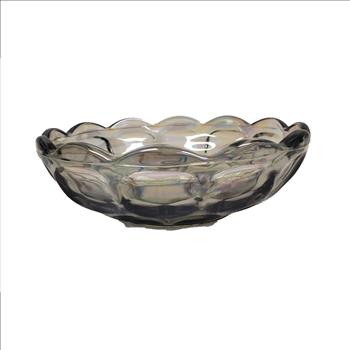 VTG USA Indiana Iridescent Carnival Glass Scalloped Edges Thumbprint Candy Dish