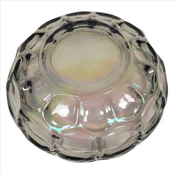 VTG USA Indiana Iridescent Carnival Glass Scalloped Edges Thumbprint Candy Dish