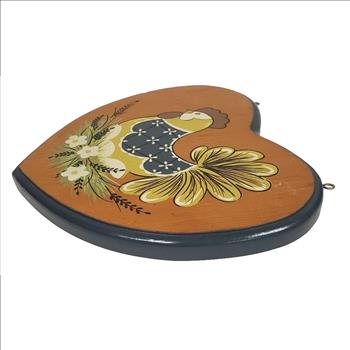 Vintage Hand Painted Chicken Flowers and Leaves Sign on Wood