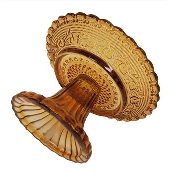 Vintage KE KASA Elements Dessert Amber Glass Pedestal Stand 3