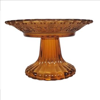 Vintage KE KASA Elements Dessert Amber Glass Pedestal Stand 3