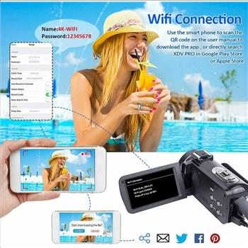 4K Video Camera Ultra HD Camcorder 48.0MP IR Night Vision Digital Camera WiFi