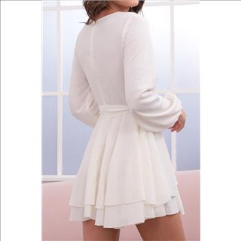 New, Women, V neck Elegant Casual White Dress Size Small