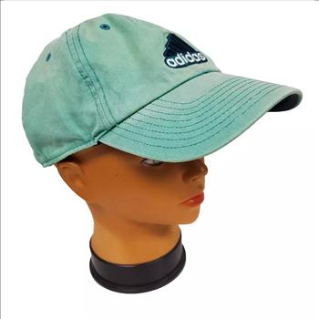 Adidas Embroidered Logo Adjustable Green Cotton Baseball Cap One Size