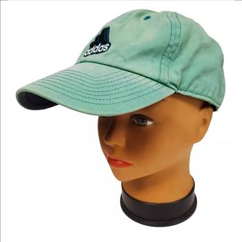 Adidas Embroidered Logo Adjustable Green Cotton Baseball Cap One Size