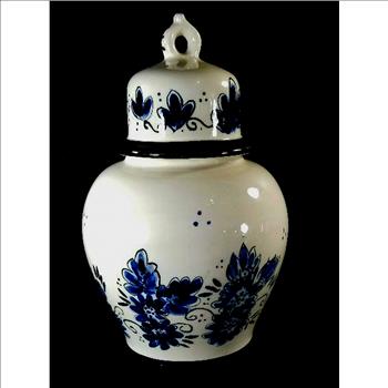 Vintage Hand Painted Holland Delft Porcelain Ginger Jar