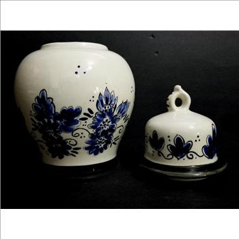 Vintage Hand Painted Holland Delft Porcelain Ginger Jar