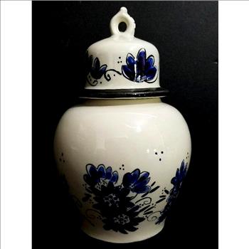 Vintage Hand Painted Holland Delft Porcelain Ginger Jar