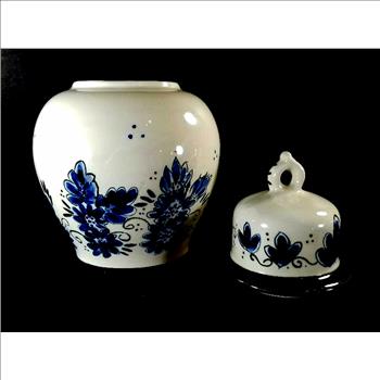 Vintage Hand Painted Holland Delft Porcelain Ginger Jar
