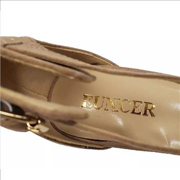 New Eunicer Women's Ankle Strap Low Heel Stiletto Dress Pump Suede Shoes Size 8