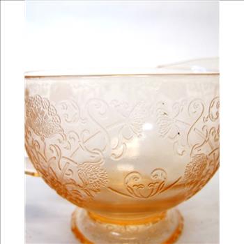 Vintage Pink Depression Glass Sugar Bowl and Creamer Set