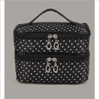 NWT Double-Layer Polka Dot Makeup Bag