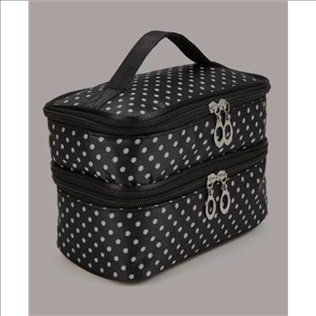 NWT Double-Layer Polka Dot Makeup Bag