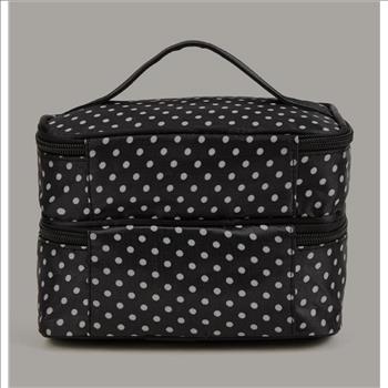 NWT Double-Layer Polka Dot Makeup Bag