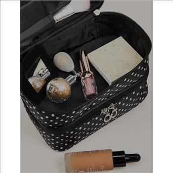 NWT Double-Layer Polka Dot Makeup Bag