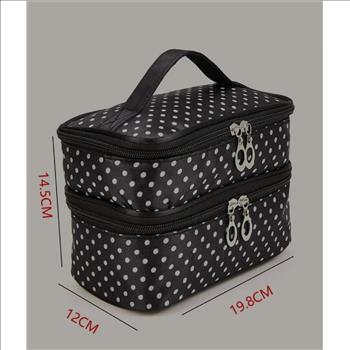 NWT Double-Layer Polka Dot Makeup Bag