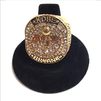 Kobe Bryant #24 Replica Ring 18K Gold Plated Iced Size 12 Los Angeles Lakers Black Mamba 20 Years