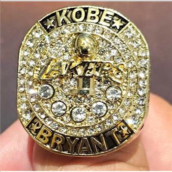 Kobe Bryant #24 Replica Ring 18K Gold Plated Iced Size 12 Los Angeles Lakers Black Mamba 20 Years
