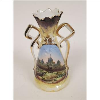 Vintage Hand Painted German Porcelain Bud Vase 5.25
