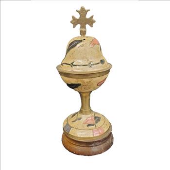 Vintage Enameled Hand Painted Brass Incense Burner India 7