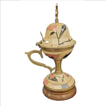 Vintage Enameled Hand Painted Brass Incense Burner India 7