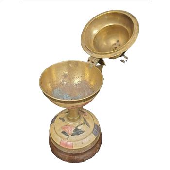 Vintage Enameled Hand Painted Brass Incense Burner India 7