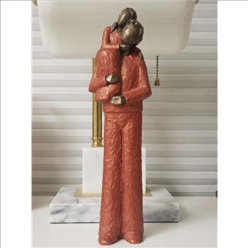Vintage Genesis Fine Arts Heredities Red Cold Cast Bronze Resin Father and Daughter Sculpture, 10.5