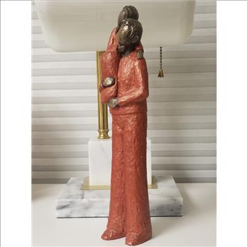 Vintage Genesis Fine Arts Heredities Red Cold Cast Bronze Resin Father and Daughter Sculpture, 10.5