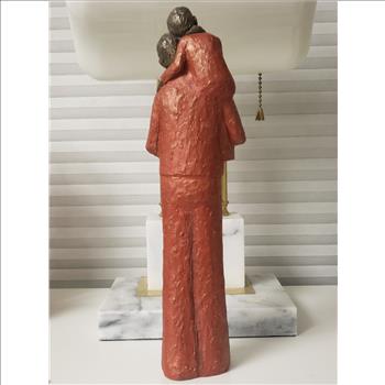 Vintage Genesis Fine Arts Heredities Red Cold Cast Bronze Resin Father and Daughter Sculpture, 10.5