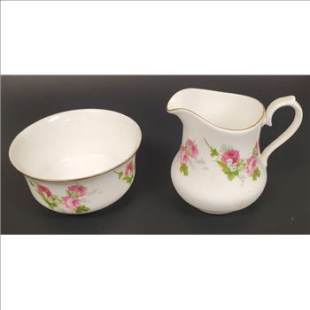 Vintage England Royal Osborne Fine Bone China Sugar Bowl and Creamer