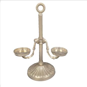 VTG India Silver Plate Brass Base and Steel Candelabra 3 Candle Holder 12
