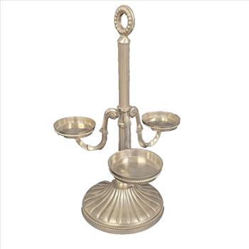 VTG India Silver Plate Brass Base and Steel Candelabra 3 Candle Holder 12