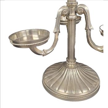 VTG India Silver Plate Brass Base and Steel Candelabra 3 Candle Holder 12