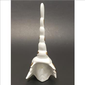 Vintage Capodimonte White and Gold Porcelain Rooster Figurine Signed by Zuccotti, Made in Italy