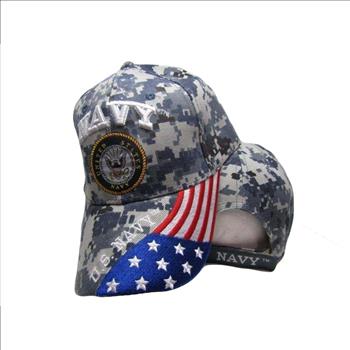 U.S. Navy Cap USA Flag ACU Camo Embroidered Cap Hat Licensed