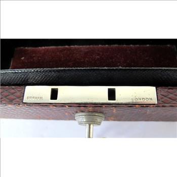 Antique Leather Jewelry Box with Authentic Bramah London Lock and Key