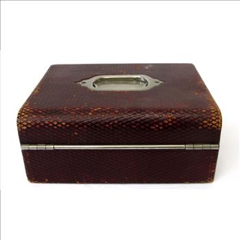 Antique Leather Jewelry Box with Authentic Bramah London Lock and Key