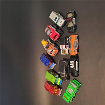 Vintage Lot of 12 Die Cast Metal Cars And Trucks